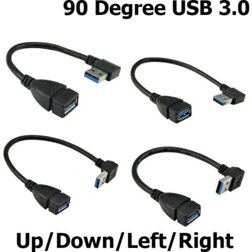 90 Degree USB 3.0 A male to female Adapter Cable Angle Extension Extender Fast Transmission Left/Right/Up/Down