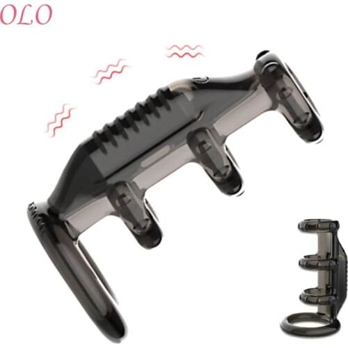 Penis Vibrating Ring Strap On Dildo Ejaculation Delay G spot Stimulator Bullet Vibrator Dick Enlargement Extender Cock Sleeve