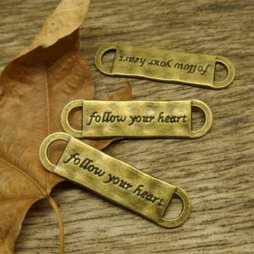 Vintage Ancient Silver Bronze Follow your heart Connectors Jewelry Materials Accessories For DIY Handmade Bracelets Making