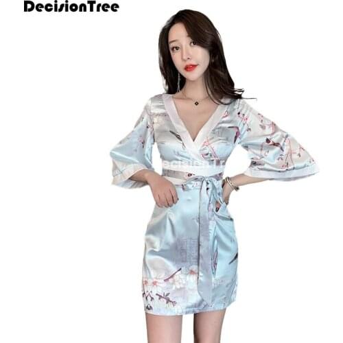 2021 womens sakura anime costume japanese kimono costume vintage original tradition silk yukata dress kimono femme dress