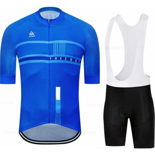 2021 Blue Sports Racing Blue Breathable Anti-UV Summer Cycling Jersey Set Sport Mtb Bicycle Jerseys Mens Cycling Clothing