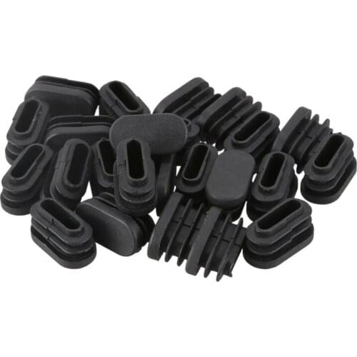 15mm x 30mm Plastic Oval Shaped End Cap Tube Insert Black 24 Pcs Promotion