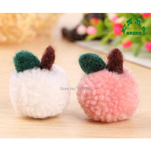 3D Apple Lovely Prom Prom Stuffed Plush Wool Felt Ball 3cm 10pcs DIY Craft Ball Design for Pendant Accessories Apples
