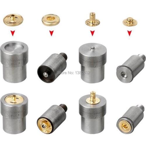 4pcs/sets Steel hand knock installation tool for 10/12/15mm buttons Manual press tool for Garment 4 parts buttons