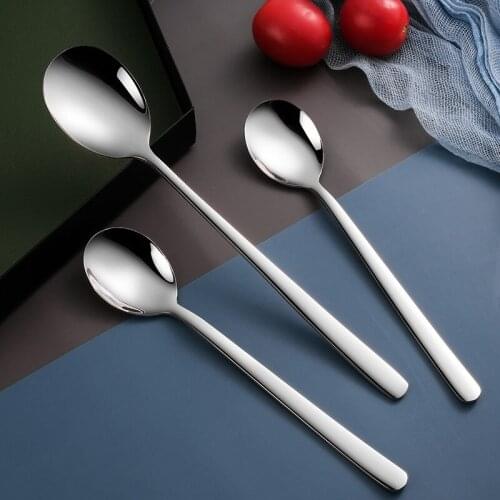 5 pcs Kitchen spoons Stainless Steel Dinnerware Set Tea Spoon Dessert Coffee Ice Cream Spoons Restaurant Accessories Bar Tools