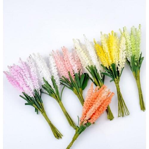 50pcsMini PE Artificial Lavender Flower Bouquet For Wedding Christmas Decoration Scrapbooking DIY Wreath Craft Fake Foam Flowers