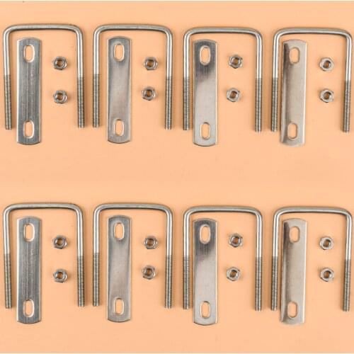 8 Sets Square U-Bolts M6 50mm Inner Width With Nut Plate For Boat Plumbing Home Industrial Applications 304 Stainless Steel