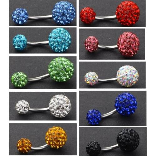 Fanpeijy 316L Titanium steel Crystal Belly Button Ring Navel Piercing Curved Barbell Body Piercing Jewelry Tragus Earrings 1pcs