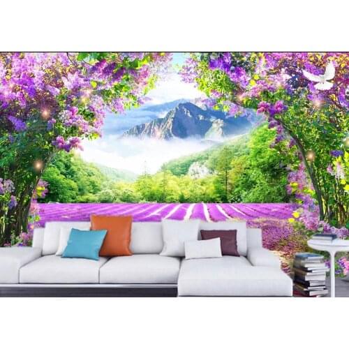 Photo wall paper mural 3d Lavender flower vine arch wallpaers for living room bedroom 3D TV background wall
