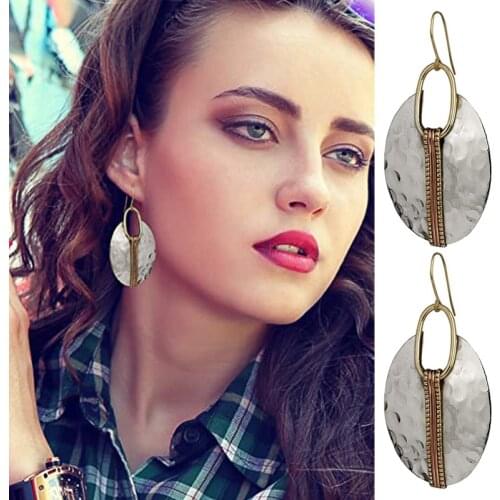 Huitan Newly Metallic Style Women Dangle Earrings Punk Hip Hop Party Personality Ladys Drop Earrings Jewelry Surprise Cool Gift