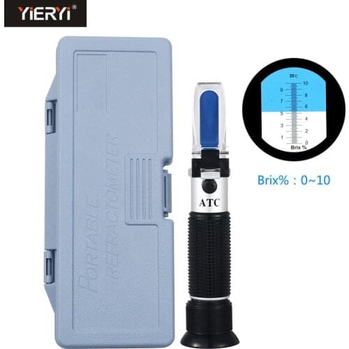 Yieryi Sugar Meter ATC 1-10% Brix ABS Material Plastic Sugar Refractometer Sugar Content Testing Equipment With Plastic Box