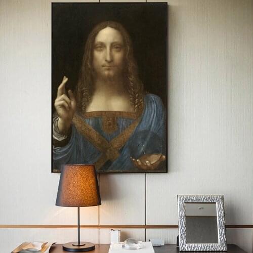 Salvator Mundi Wall Art Canvas Paintings Reproductions By Leonardo Da Vinci Famous Home Decorative Canvas Prints For Living Room