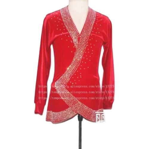 Red Velvet Ballroom Dancing Man Ballroom Dance Tops Mens Ballroom Shirts Latin/Tango/Rumba Dancewear Shirt Top light bule