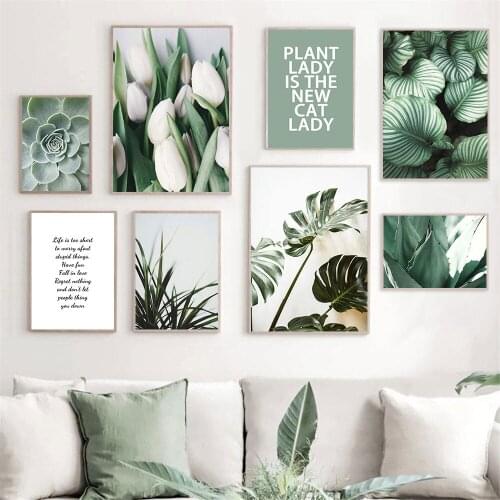 Lily Green Plant Canvas Painting Orchid Aloe Monstera Leaf Nature Wall Art Print Nordic Poster Pictures Living Room Home Decor