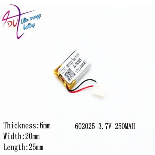 5pcs Size 602025 3.7v 250mah Lithium Polymer Battery With Board For Mp3 Mp4 Mp5 Gps Digital Products