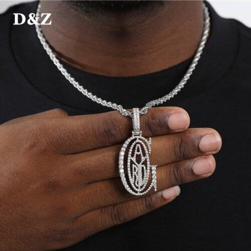 D&Z Males Hip Hop Micro Paved Cubic Zircon TYPG G Letter Pendant Necklace For Men Rapper Iced Out Jewelry