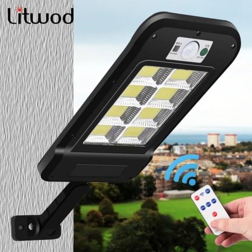 Solar Remote Control Wall Light Street Lamp Motion Sensor Built In Long Battery Life Outdoor Powerful Sunlight Waterproof IP65
