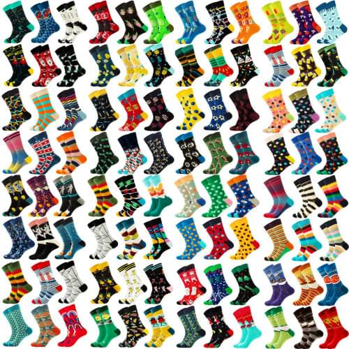 6 Pairs Funny Fashion Colorful Fruits Casual Women&Men Socks Harajuku Cute Novetly Cotton Spaceman Cherry Stripe Socks Size38-45