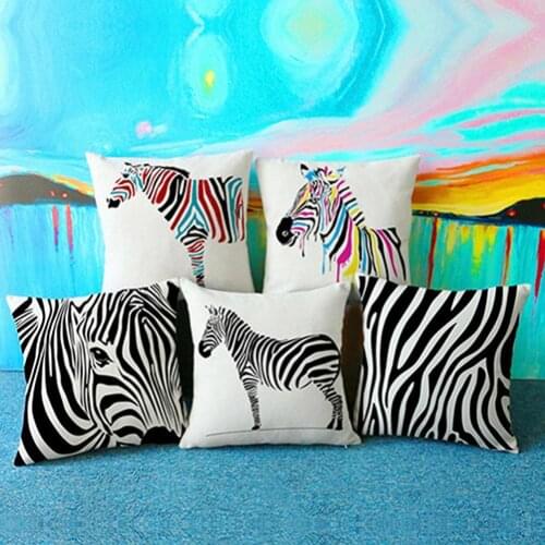 New creative zebra series pillow covers polyester printing cushion cover home bed linings sofa waist pillowcase customization