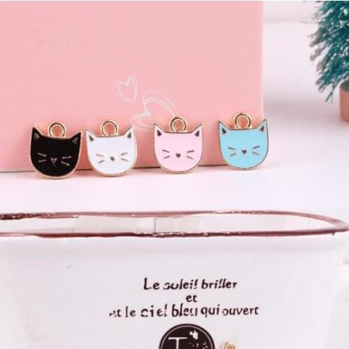 MRHUANG 10pcs/pack Lovely Cat Animals Enamel Charms Alloy Pendant fit necklaces bracelets DIY Jewelry Accessories