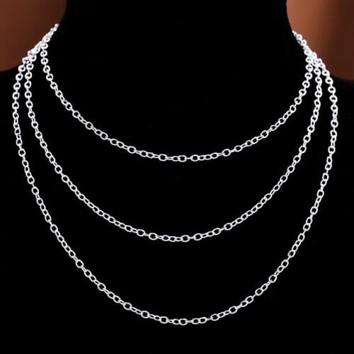 16-30inch Silver Plated Link Unisex Chain Necklace Long Choker Hip Hop Fashion Jewelry Accessories Fine Gifts For Men And Women