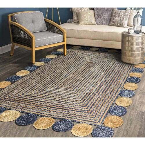 Hand-woven Round Jute Rug Living Room Tea Table Sisial Tatami Area Rug Sofa Floor Mat Bedroom Bed Carpet Japanese Korean Style