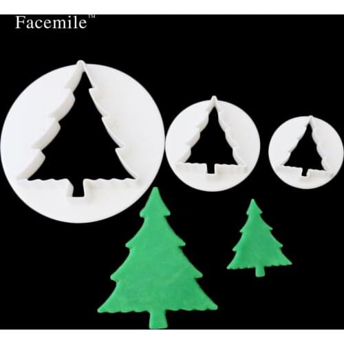 Gift 3pcs Christmas Tree Cutter Cake Decorating Fondant Embossing Tool Sugar Arts Set Fondant Cake Tools/Cookie Cutters 03060
