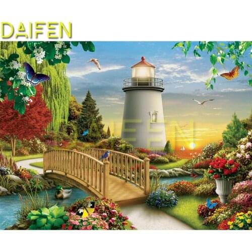 Full Square Diamond embroidery Lighthouse bridge Full Round Diamond painting Cross stitch Flower duck DIY 3D Diamond mosaic bird