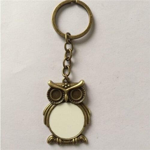 Owl blank key chains for sublimation fashion retro vintage Antique key ring jewelry for thermal transfer printing A4229