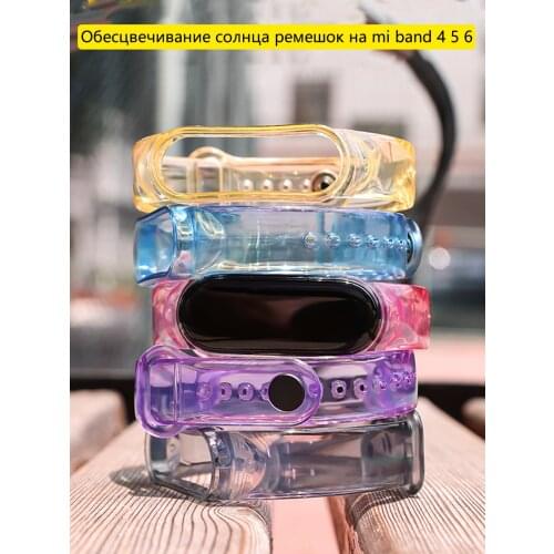Bracelet For Mi Band 4 3 Strap miband6 miband4 silicone Transparent Gradient Wrist Strap for Xiaomi Mi Band 3 4 5 6 Bracelet