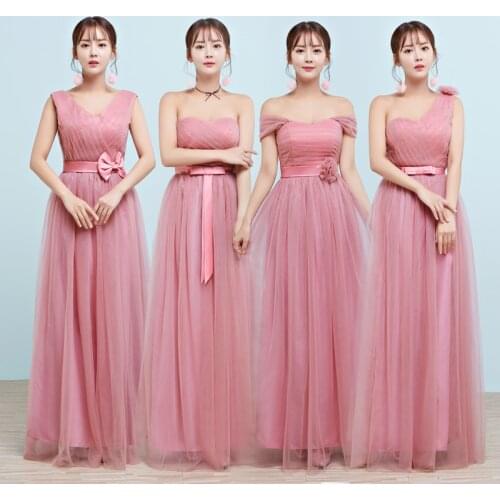 Pink Bridesmaid dresses Long Bride Floor Length bridesmaid Dress long sister dress for wedding party 118