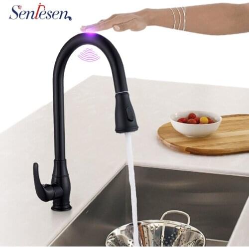 Senselen Sensor Kitchen Faucet Automatic Sensitive Smart Touch Single Handle Deck Mount Mixer Taps Pull Out Spray Kitchen Tap