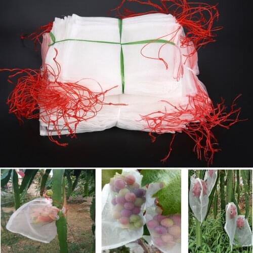 100pcs Garden Plants Fruit Protection Bag Anti Bird 25cm*25cm Drawstring Netting Mesh Bags for Agriculture Pest Reject Tools
