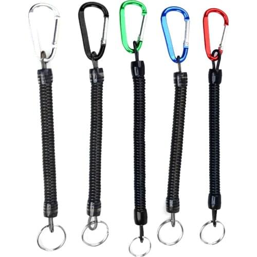 5PCS Telescopic Fishing Rope Elastic Cable Protection Safety Portable Travel Stretch Supplies Fishing Lanyard Rowing Keychain