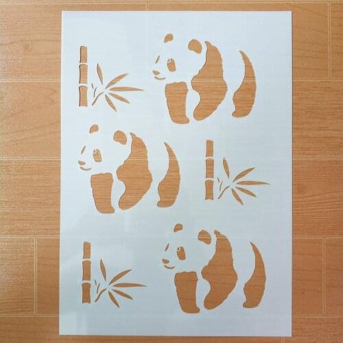 DIY Painting A4 Size Smart Panda Pattern Layering Stencils Template For Wall Furniture Fabric Painting Decorative