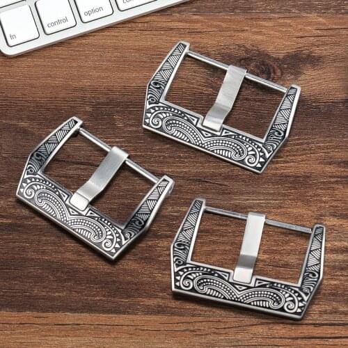 Vintage Engraved Scale Buckle For PAM Buckle, 20MM 22MM 24MM 26MM Retro Stainless Steel Mens Buckle, Leather Strap Buckle