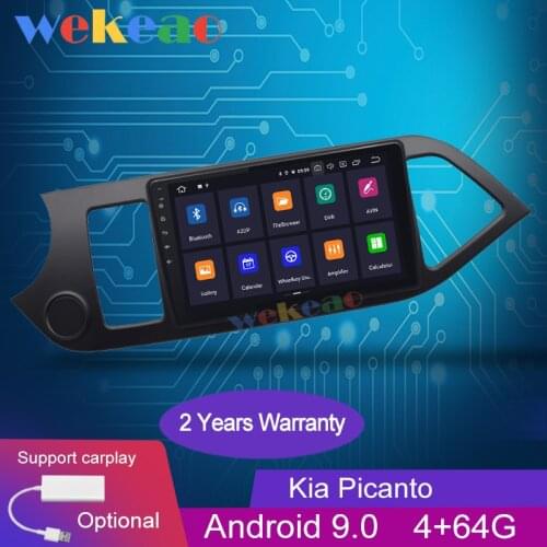 Wekeao Touch Screen 9'' Android 9.0 Car Radio Automotivo Car Dvd Player For Kia Picanto Carplay Auto GPS Navigation 4G 2011-2016