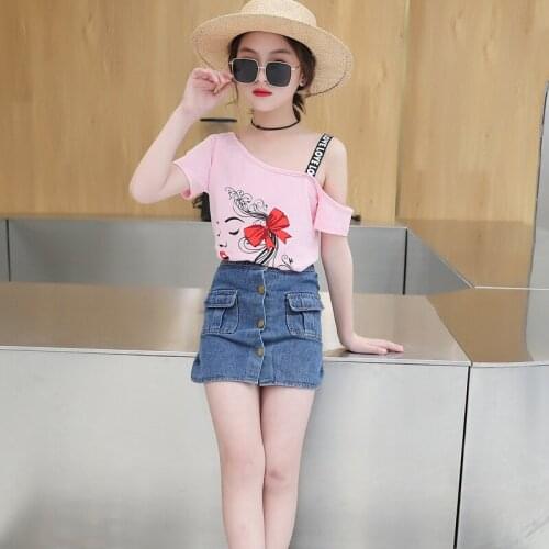 Teen Girls Clothing Sets Summer Girls Clothes Casual Outfit Kids Tops + Skirt 2pcs Set Children Clothing 4 6 8 9 10 12 14 Years