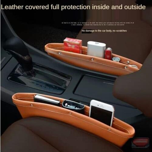 1pcs Car Seat Gap Storage Box PU Leather Universal Leak-proof High Capacity Organizer Car Front Seat Debris Mobile Phone Pocket