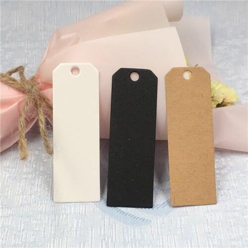 100Pcs Kraft White Black Brown Cardboard Blank Gift Tag Handmade DIY Hang Head Labels Greeting Wedding Garment Card Paper Tags
