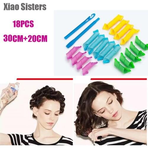18Pcs 20/30CM Hair Rollers Wave Formers Spiral Curlers DIY Magic Spiral Magic Curler Salon Hairstyle Tools Random Color