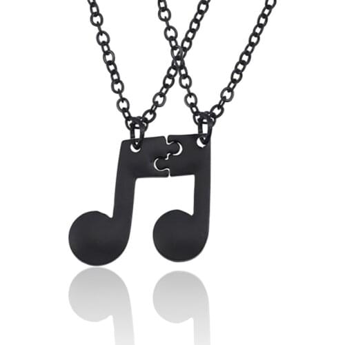 2 Pieces / Set Personality Fashion Note Necklace Music Friendship Stitching Women Pendant Best Friend BFF Couple Necklace Gift