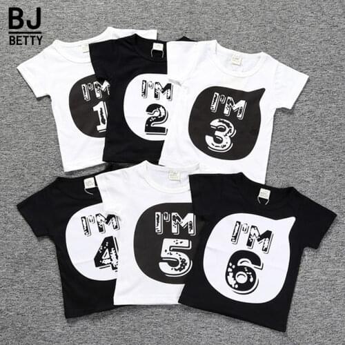 2021 Baby Girl Boys Number Letter Print T-Shirt For Kids Summer Tops Children Boy Funny T-Shirts Kids Boy Fashion Tee Blouse