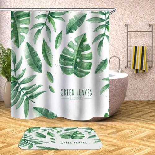 35Tropical Plants Shower Curtain Leaves Bath Curtains For Bathroom Bathtub Waterproof Bathing Cover Extra Large Wide 12pcs Hooks
