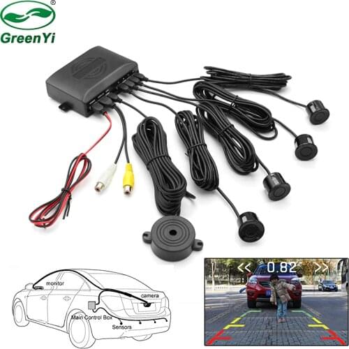 4 Sensors Car Video Parking Sensor Visible Reverse Backup Distance Alarm, Car Monitor Parking Assistance System