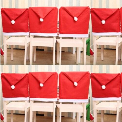 48*58cm Red Christmas Santa Claus Hat Chair Cover Xmas Dinner Party Oranments Merry Chrismas Decor For Home 2021 Happy New Year