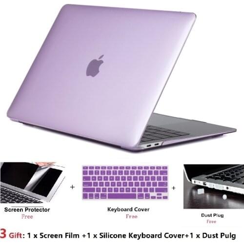 4in1 Crystal Laptop Case+Keyboard Cover+Screen Film+Dust Pulg For Macbook Air Pro Retina Touch Bar 11 11.6 12 13 15 15.4 inchs