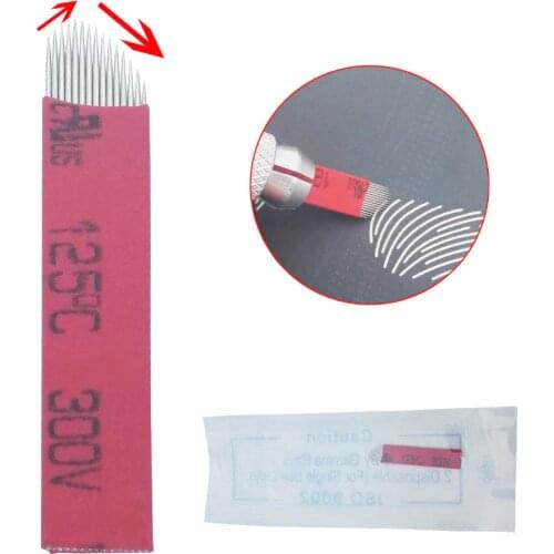 50pcs V shape Microblading Bold Blade 15 Pins Permanent Makeup Manual Eyebrow Tattoo Chamfering Needles