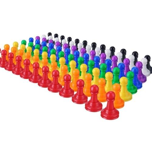 96 Pieces 1 Inch Multicolor Plastic Pawn Chess Pieces for Board Games, Component, Tabletop Markers, Arts and Crafts