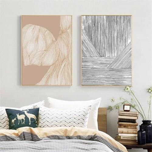 Abstract Lines Wall Art Canvas Painting Black And White Poster Minimalist Art Print Modern Wall Pictures Living Room Home Decor